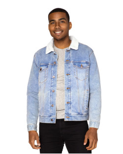 Manteau unisexe en denim doublé de sherpa