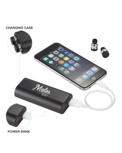 Écouteurs et banque d'alimentation sans fil en métal